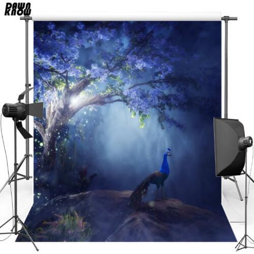 DAWNKNOW Flower Tree Fairy Vinyl Photography Background Fantasy peacock Polyester Backdrop For Wedding photo studio Props 6905