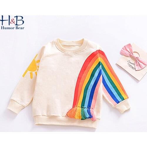 Humor Bear Kids Sweater Autumn Long-Sleeve T-shirt Boy Girls Children Clothes Cartoon Rainbow Printed Top Outwear