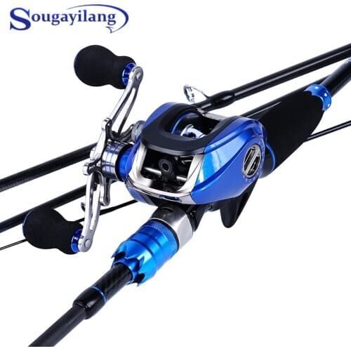 Sougayilang Baitcasting Reel Combo Carbon Fiber Fast Action Casting Fishing Rod 18 BB 6.3:1 High Speed Left Right Hand Reel