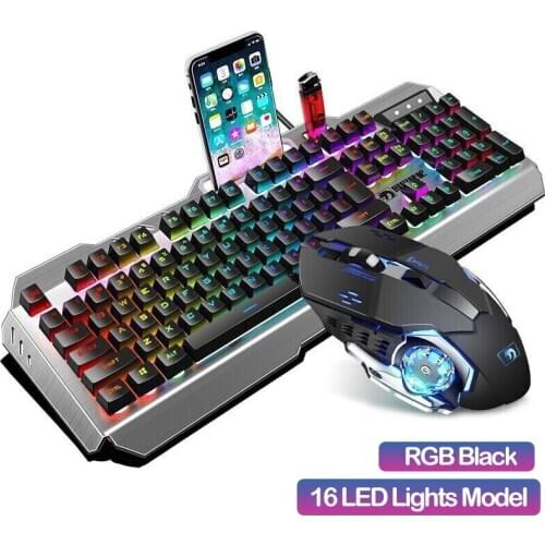 Multimedia Keyboard and Mouse Combo Gaming Wired Mechanical Felling Keyboard 2000dpi Mouse Gamer Set for Pc Computer