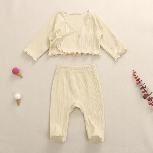Kiaya Angel Spring Autumn Clothing Sets New Arrivals V-Neck Open Stitch SLong Sleeve+Long Pants Custom Wholesale
