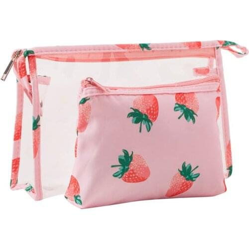 2pcs/Set Large Capacity Cartoon Pattern Cosmetic Bag Multi Purpose Waterproof Bath Storage Bags PVC Transparent Beauty Pouch