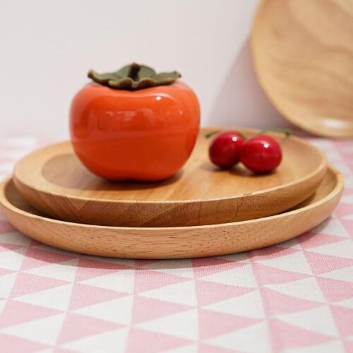 Round Solid Wood Tray Tableware Sets Trinket Dish Set Sushi Fruit Tea Tray Dessert Plates Acacia Wooden Dinner Breakfast Plates
