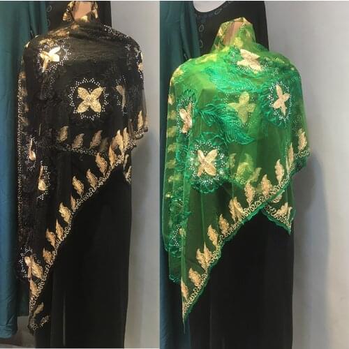 African Cotton Voile Dubai Tulle Pashmina Cord Emroider Ring Diamond Shawl Wrap Chemical Lace Stole Net Scarf Headband Dubai