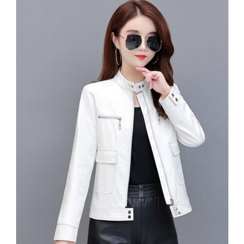 New 2021 Autumn Sashes Pu Faux Leather Jacket Women Zipper Slim Short Biker Jackets Coat Female Outwear Tops casacos feminino