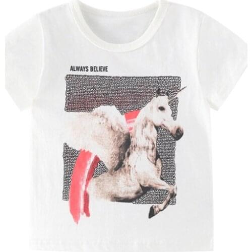 27Kids Girls T-shirt Baby Cotton Summer Clothing Horse Stars Toddler Fashion Cute Children Soft treatment Breathable Clothes