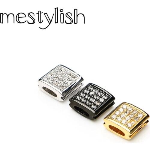 Mestylish 3pcs/Lot 10*10 Micro Pave zirconia Square beads DIY Charms bracelet Bangles Jewelry Findings accessories