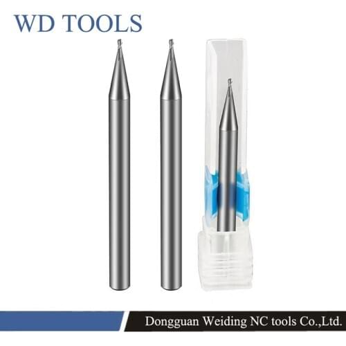 Micro Ball Nose End Mill 2 Flutes Tungsten Steel CNC Milling Cutter R0.1-0.4 HRC55 End Mill