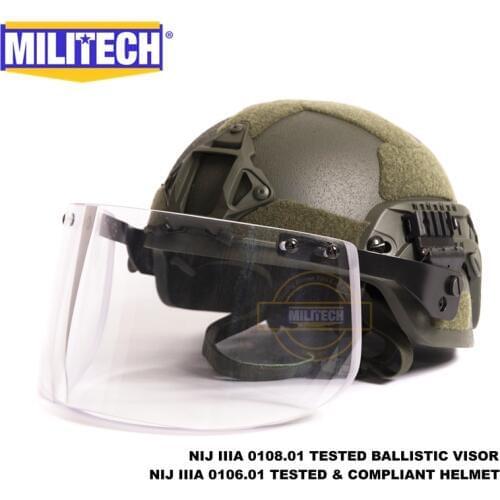 MILITECH OD MICH ACH ARC OCC Dial Liner NIJ level IIIA 3A Aramid Bulletproof Ballistic Helmet With Tactical Ballistic Visor Set
