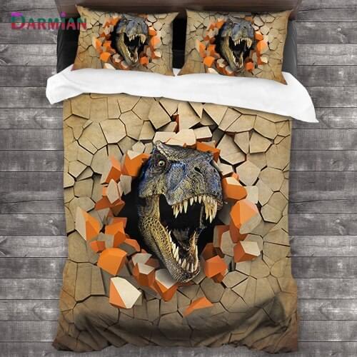 DARMIAN 3D Dinosaur Pattern Printed Beding Set Microfiber Home Textiles Multi Size Duvet Cover Set Pillowcase Kids Bedroom Decor