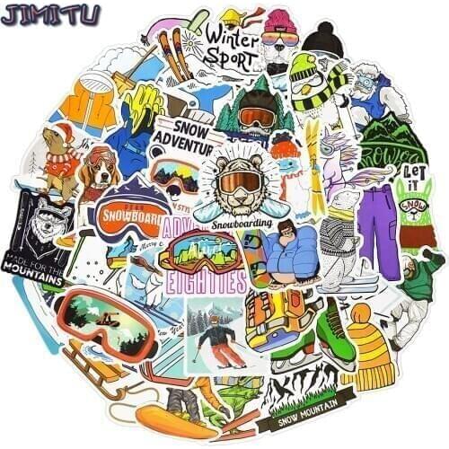50 PCS Skiing Sport Stickers Set Outdoor Winter Graffiti Waterproof Sticker DIY Snowboard Helmet Laptop Ski Styling Vinyl Decals