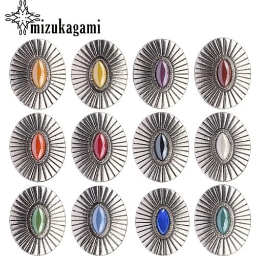 New 3pcs/lot Retro Zinc Alloy Imitation Pearl Oval Silver Decorative Buttons For DIY CONCHO Hair Jewelry Clothing Accessories