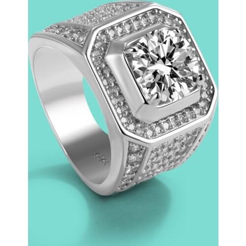 New Original 925 Sterling Silver Ring Chic Luxury Mens AAAAA Zircon Ring Hip-Hop Style Accessories Fine Jewelry 8#-13