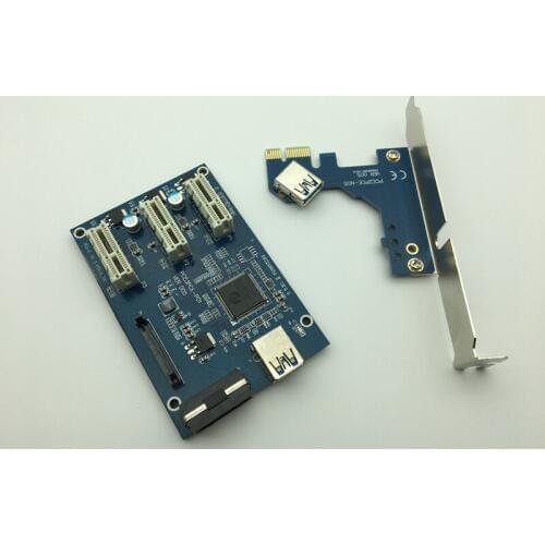 PCI-e Express 1X to 3 Port 1X Switch Multiplier HUB Riser Card + USB 3.0 Cable HOT Selling Drop Shipping