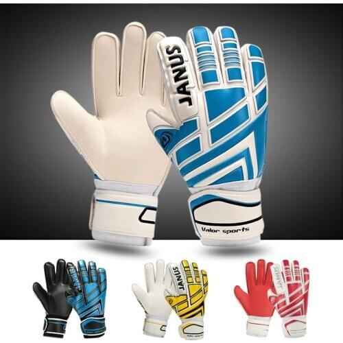 JA390 Goalkeeper Goalie Keeper GK Gloves Finger Protect Soccer Size 8 9 10 NEW BLUE Free Shipping