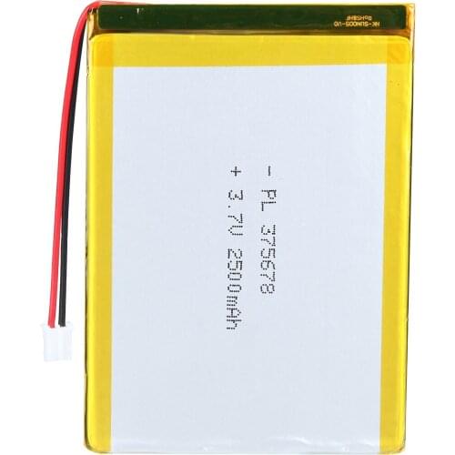 Mejuew 3.7V 2500mAh 375678 Rechargeable Lipo Battery with JST Connector