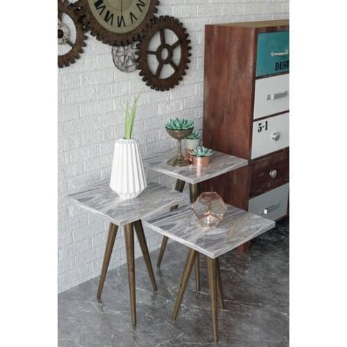 New Modern 3'lü Zigon Coffee table Side table Serving Stand, Tea Stand-White Marble coffe table table basse
