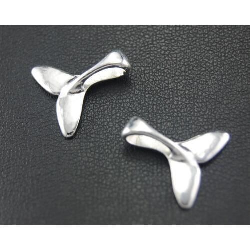 50pcs Silver Color Whale tail fishtail Charm Pendant DIY Necklace Bracelet Bangle Findings 14x14mm A1715