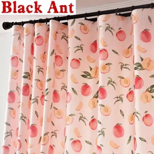 Pink Fruit Printed Semi-Blackout Curtains for Living Room Kids Bedroom Cartoon Window Screen Kitchen Drapes Sheer Tulle WP451H