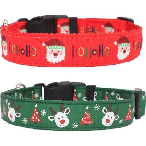 2 Pcs Christmas pet collars dog bell collar for dog festival Medium Large Nylon