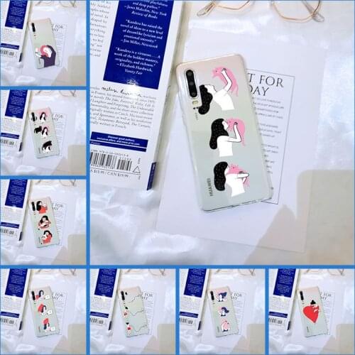Funny Girl Cat Silicone Phone Case For Huawei P40 P30 Lite Pro E P Smart Z Back Cover For Huawei P Smart Plus P20 Lite 2019 2020