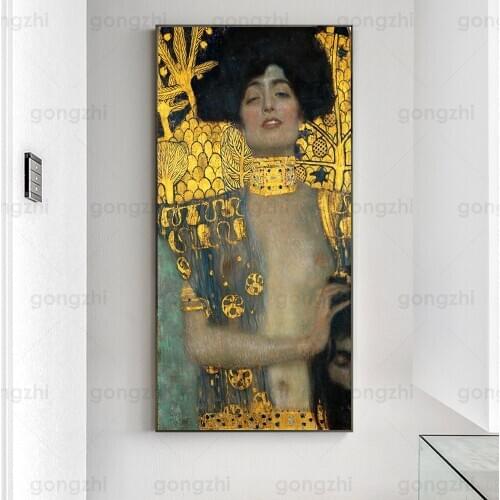 Nordic Retro Canvas Painting Golden Jewelry Sexy Woman Semi Nude Wall Art Poster Home Decor Bedroom Bathroom Prints and Pictures