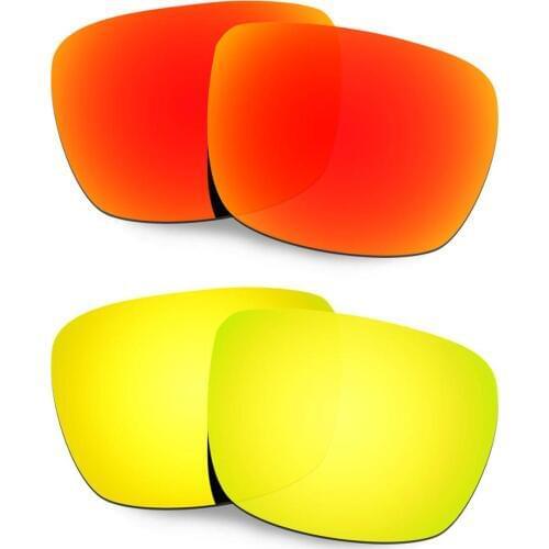 HKUCO For Spy Optic Helm Sunglasses Polarized Replacement Lenses 2 Pairs Red & Gold