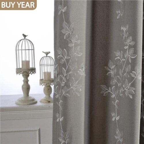 Modern Simple Curtains for Living Dining Room Bedroom European Style Embroidered Curtain Artificial Cotton Embroidered