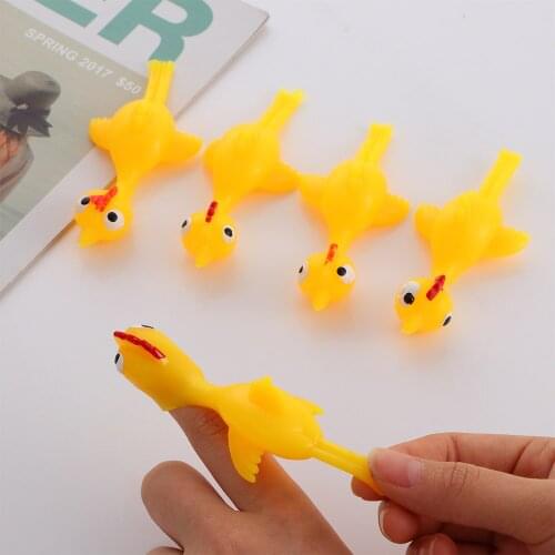 5Pcs Funny Catapult Chicken Stretchy Flying Gags Rubber Finger Toys Ejection Turkey Practical Joke Ejection Novelty Toys