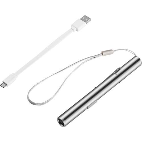 Handy Pen Light USB Rechargeable Mini Nursing Flashlight LED Torch + Stainless Steel Clip Quality & Professional