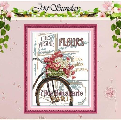 Flowers and bicycle Patterns Counted Cross Stitch 11CT 14CT Cross Stitch Set Wholesale Cross-stitch Kit Embroidery Needlework