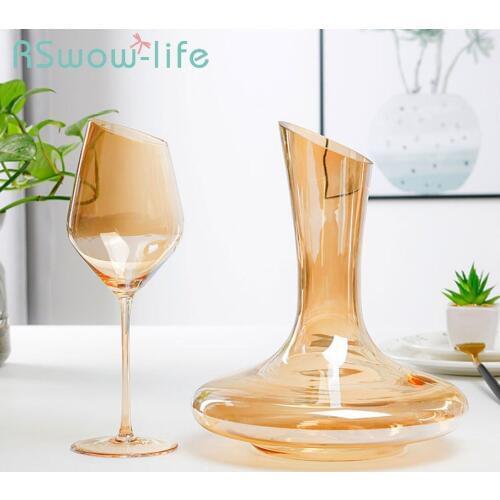 High-grade Crystal Gray Wine Decanter Creative Golden Wines Decanter Light Luxury Wine Set Drinking Utensils For Wine Separator