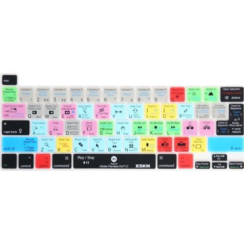 XSKN Premiere Pro CC Shortcuts Keyboard Cover Skin for 2019 New MacBook Pro 16 inch Touch Bar A2141 US and EU Version