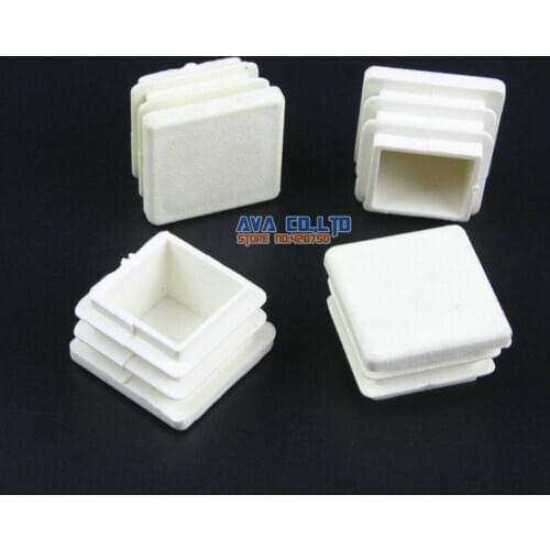 100 Pieces 20x20mm White Square Plastic Insert Cap Tube End Cover Cap