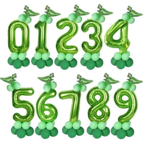 40inch Dinosaur Number Foil Balloon Helium Sets Wild One Birthday Party Decorations Green Balloon Baby Shower Globos Home Decor