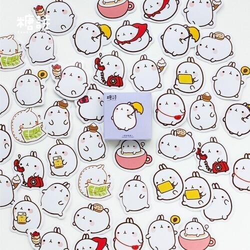 45Pcs/pack Cute Kawaii fat rabbit Stickers set Diary Album Decoration Diy Scrapbooking Stationery Sticker