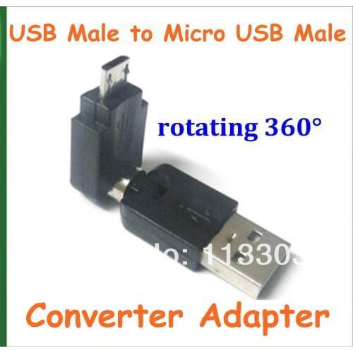 5pcs USB 2.0 Male to Micro USB 2.0 Male Converter Adapter 360 Degree Rotation Angle Extension Adapter Adaptor Connector