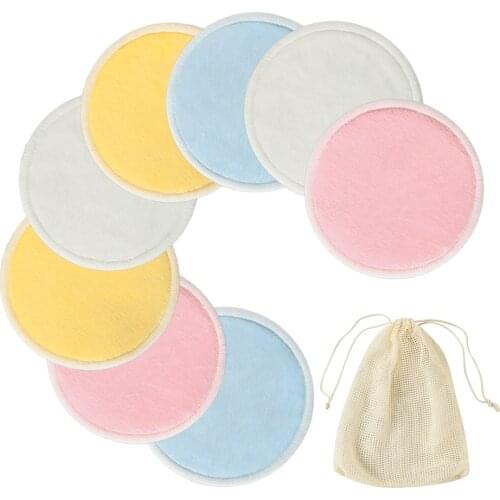 8pcs/16pcs Women Remover Pads Velvet Bamboo Fiber Reusable Cotton Pads Triple Wipe Pads Cleaning Pads Washable Drop Shiping