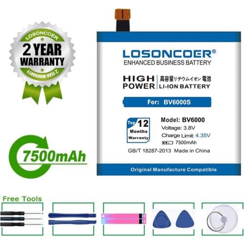 LOSONCOER Battery 7500mAh V756161P BV6000 For Blackview BV6000 / BV6000S Battery Free Tools