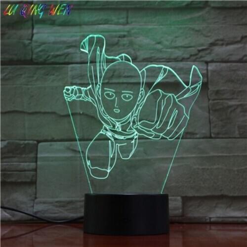 Anime One Punch Man Lamp Night Light Colorful Indoor Nightlight Atmosphere Festival Gift Kids Table Lamp for Bedroom luminaria