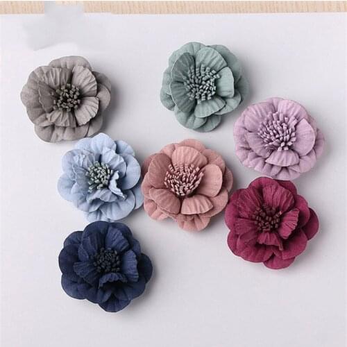 Free Shipping 20pcs/lot 45MM Microfiber Fabric Flowers Girls hair jewelry Headband Headwear Decoration Floral Button Patch Stick