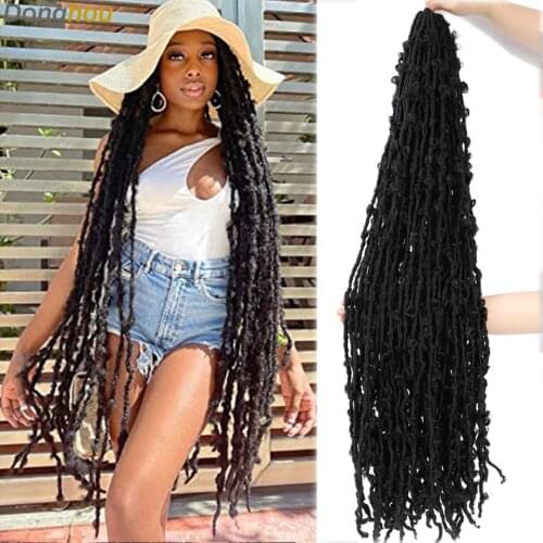 Donghou 24 36 Inch Butterfly Locs Extension Dreadlocks Crochet Butterfly Locs for Black Women Synthetic Braiding Hair Easy Braid