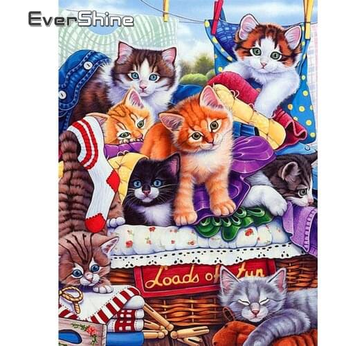 Evershine Diamond Painting Kit Animals Diamond Embroidery Cats On The Photo Rhinestones Pictures Diamond Mosaic Home Decor