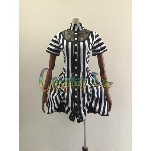 Gothic Lolita Medieval Victorian Black and White Stripe Dress custom made