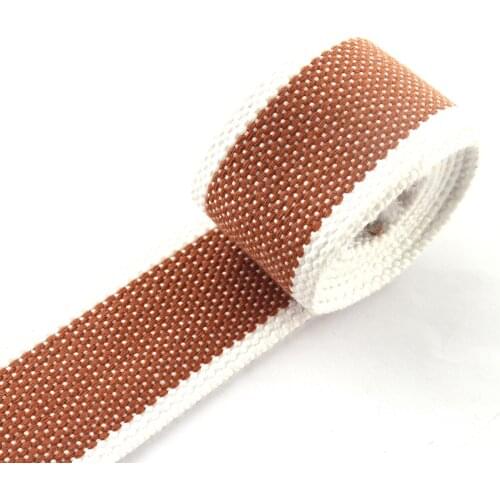 Cotton Webbing Belt Strap Brown Stripe Webbing Strip Handbag Strap Canvas Webbing Leash webbing Dog Collar
