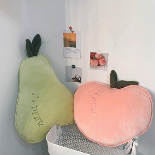 Ins High Quality peach Pear fruit sleeping pillow Stuffed Orange Cushion girl doll plush Princess Room bed Decor Super Soft Gift