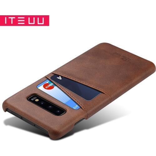 ITEUU S10 S10PLUS S10E Retro PU Leather Case for Samsung Galaxy S10 Plus S10E Cases Card Slot Luxury Back Cover