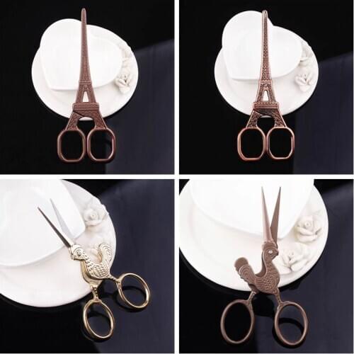 Retro Scissors Craft Stainless Steel Classic Scissors European-style Small Stitch Metal Tower Sewing Durable Sharp Tailor Cock