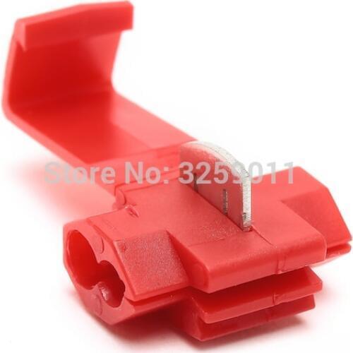 1000PCS Quick Splice Terminals Crimp Non Destructive Without Breaking Line AWG 22-18 Red Connection Clip Wire Maintenance Tools