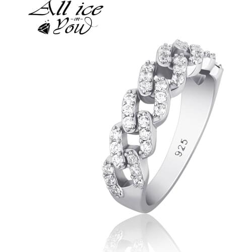 2021New Best 6mm 925 Sterling Silver Fashion Street AAA Cubic Zircon Cuban Chain Iced Ring Ratatoble CZ Hip Hop Jewelry Gift